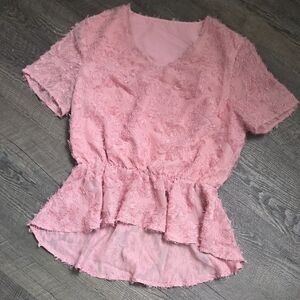 Elegant Pink Lace Women's Blouse